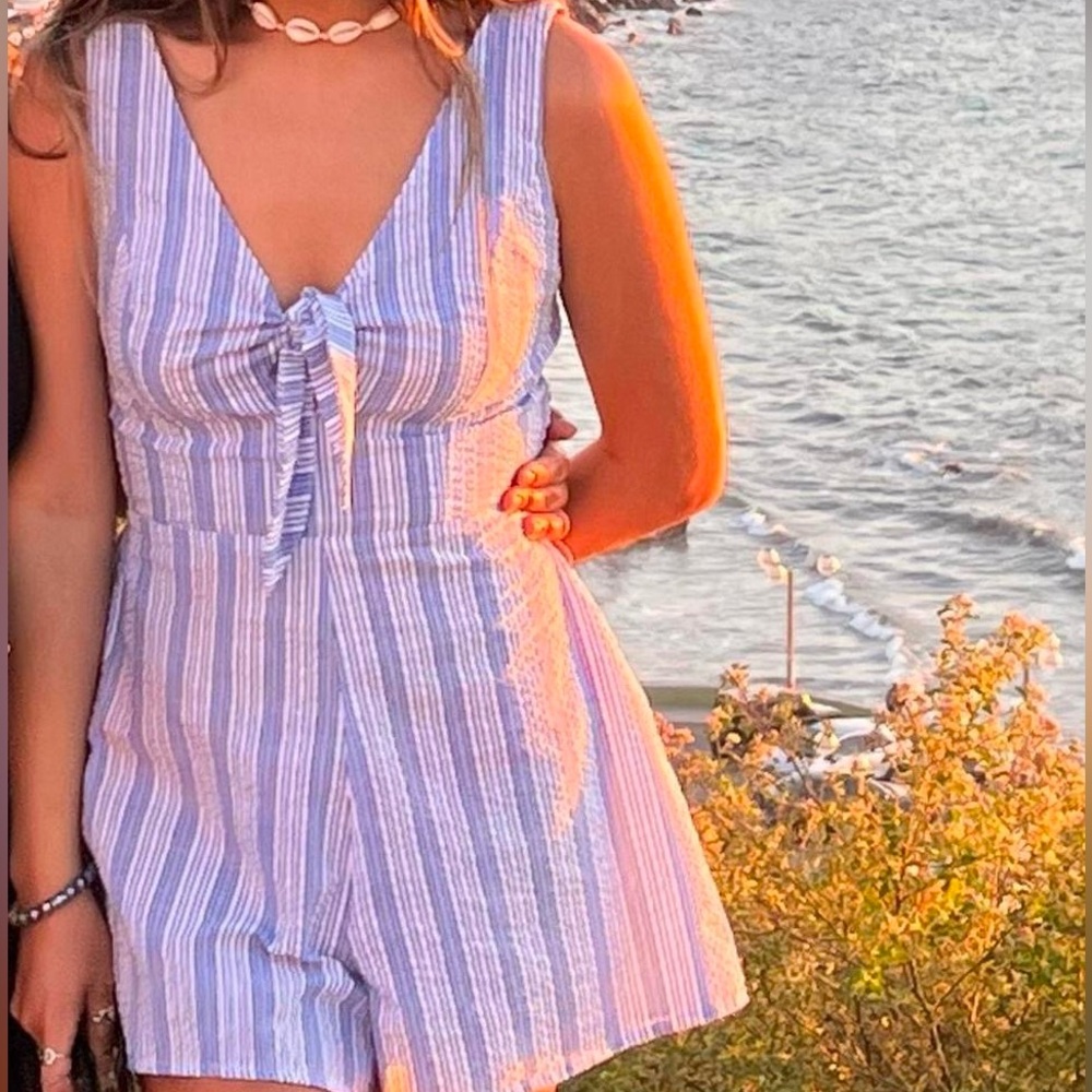 Striped Blue and White Romper